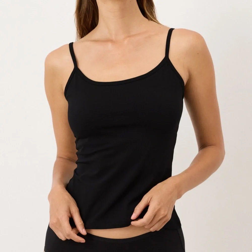 Pact Women's Black Slim Spaghetti Strap Tank Tops - Pack of 3 - Picture 2 of 5